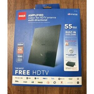 RCA HDTV Antenna Amplified, Indoor, Flat, Multi-Directional, 55 Mile Range